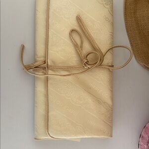 Vintage Merle Norman Makeup Bag TriFold Clutch Wallet Off White NWOT